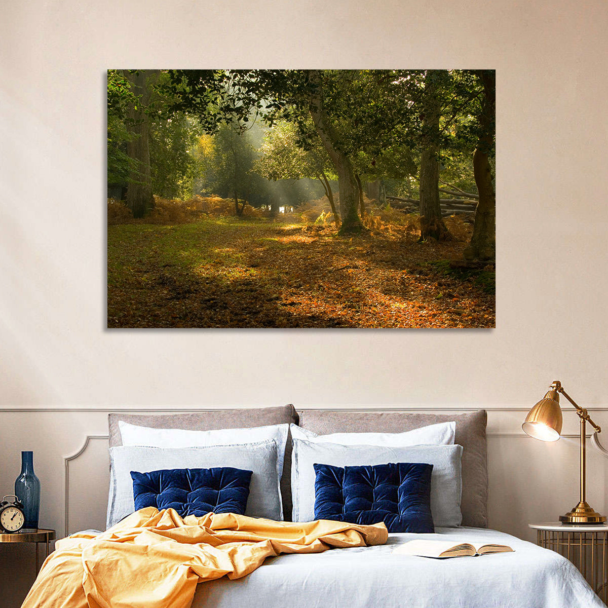 Autumn Forest Path, Hampshire Wall Art in a room, landscape