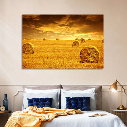 Golden Hour Haystacks Wall Art