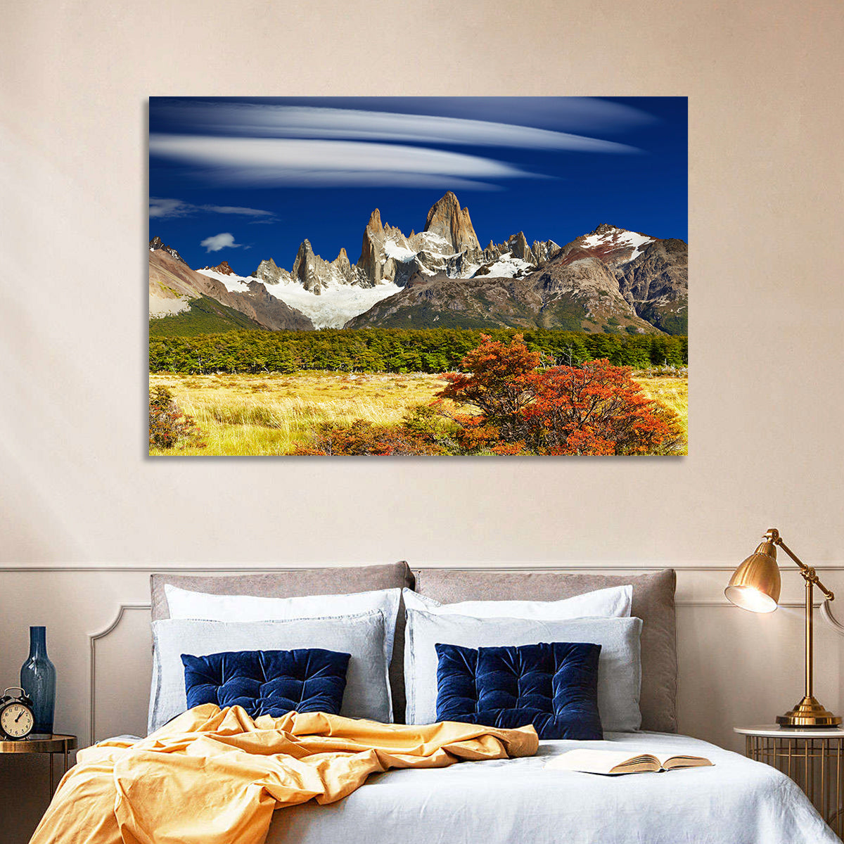 Fitz Roy Peaks, El Chaltén Wall Art in a room, landscape