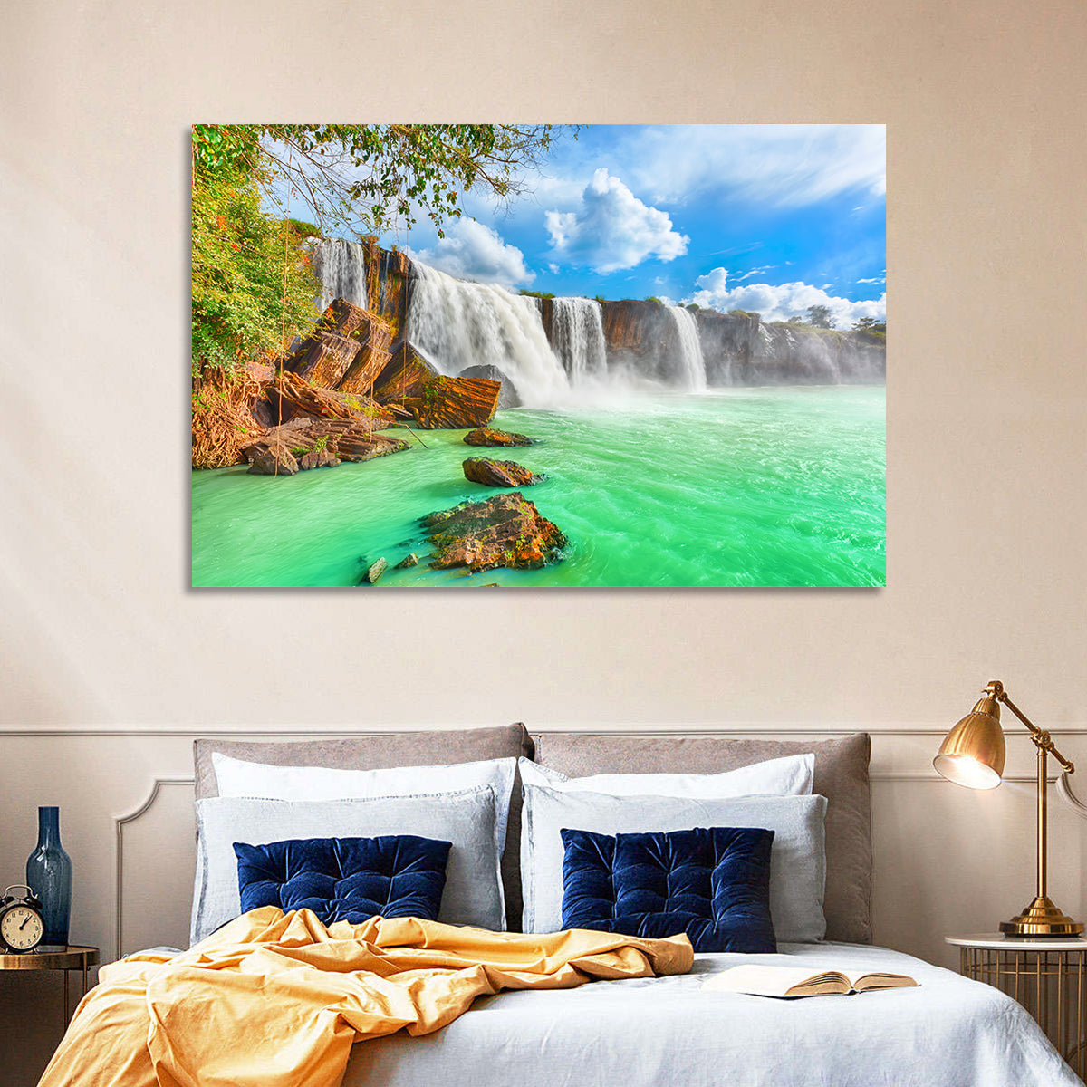 Dray Nur Waterfall Wall Art in a room, landscape