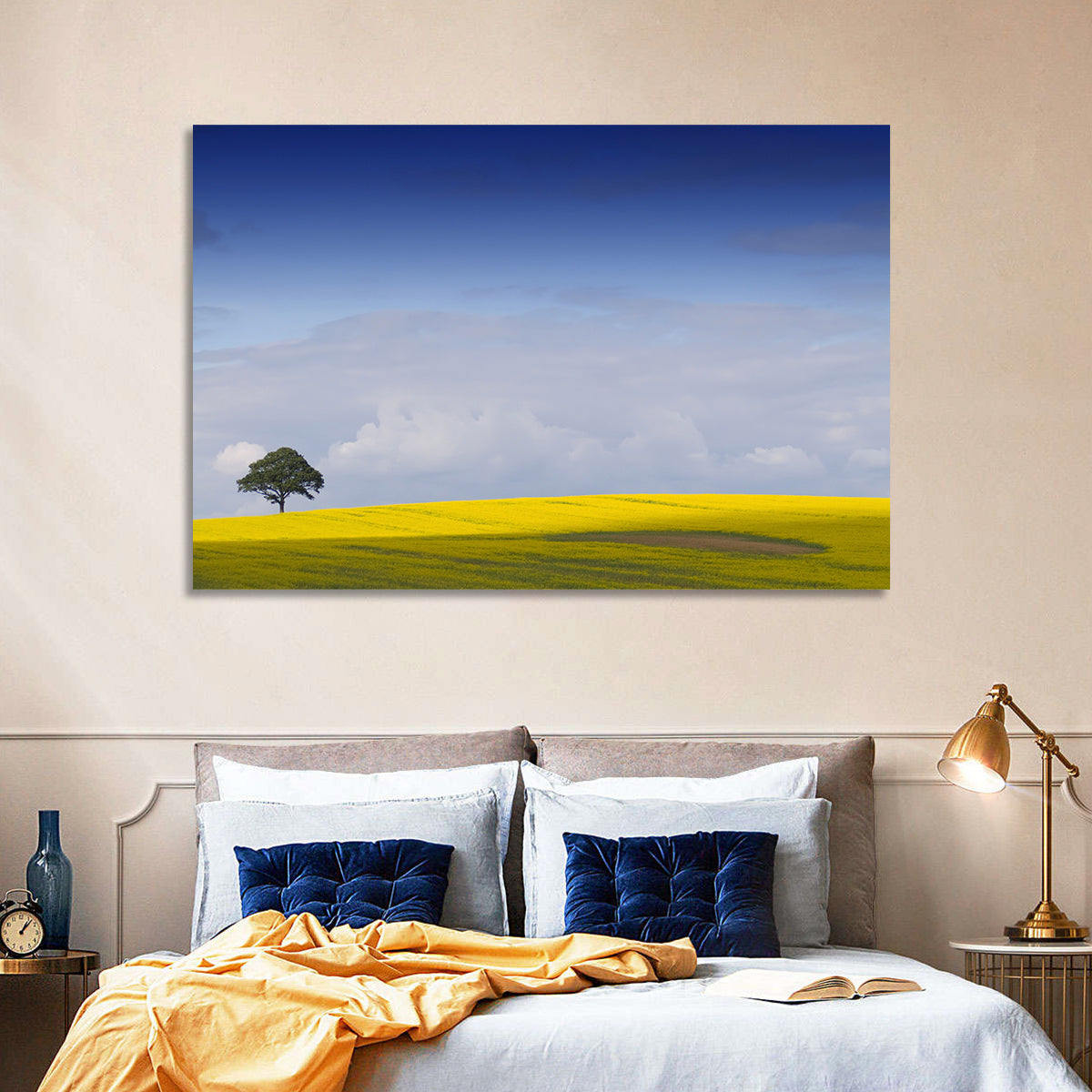 Solitary Tree Over Rapeseed Field Wall Art
