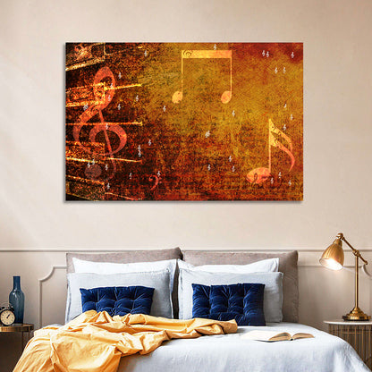 Grunge Music Notes Wall Art