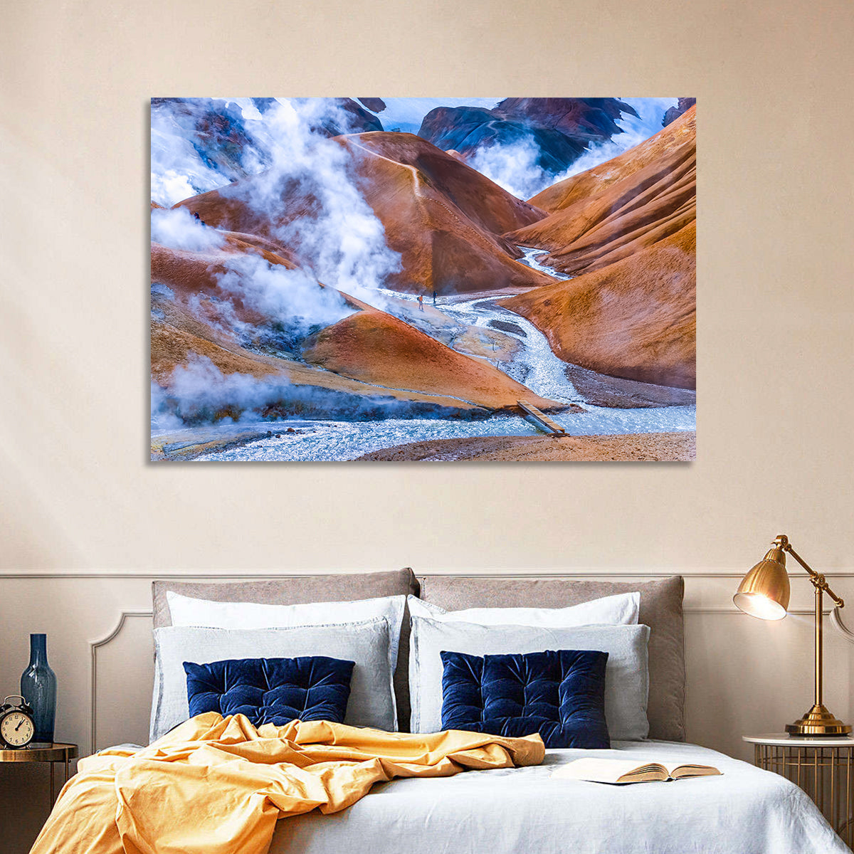 Geothermal Valley with Footbridge Wall Art in a room, landscape