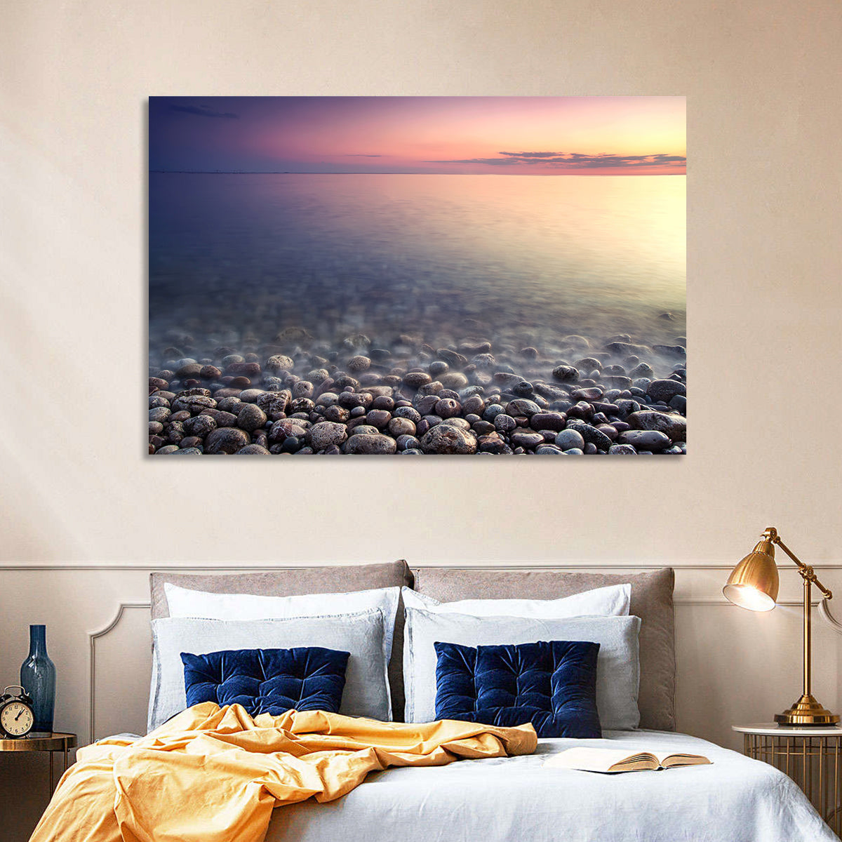 Pebbled Shore Sunset Wall Art