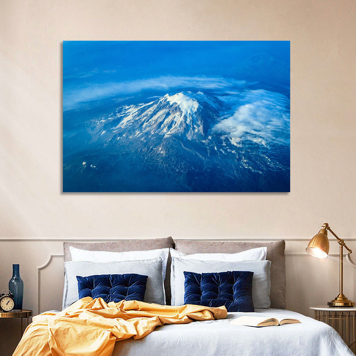 Mount Rainier Above the Clouds Wall Art in a room, landscape