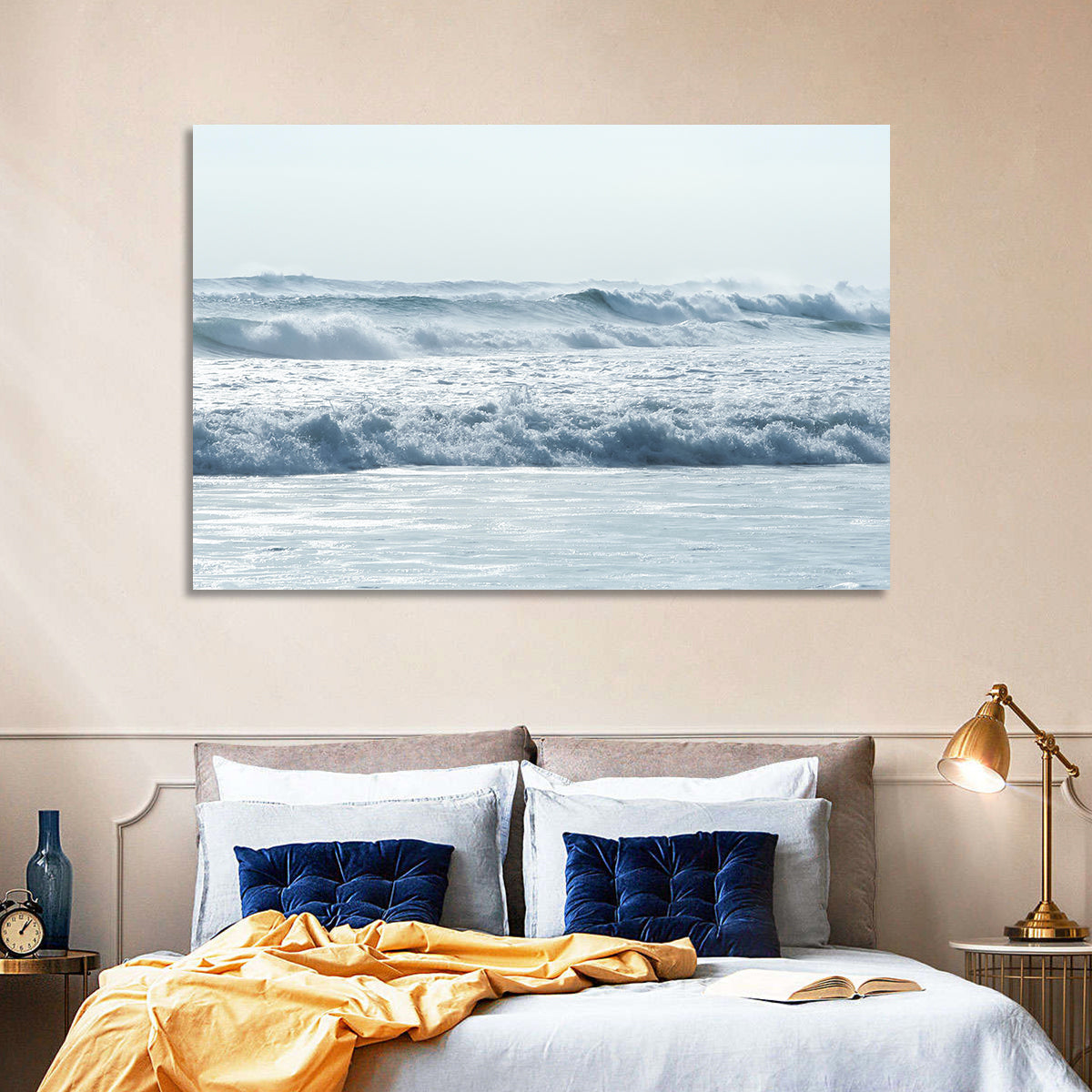 Misty Horizon Ocean Waves Wall Art