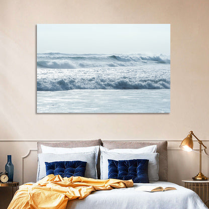 Misty Horizon Ocean Waves Wall Art