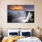 Victoria Falls Rainbow at Dusk Wall Art