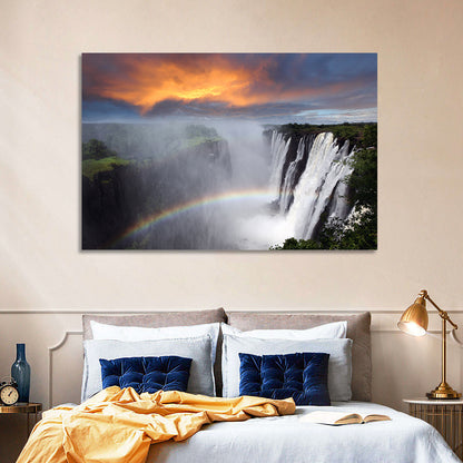 Victoria Falls Rainbow at Dusk Wall Art