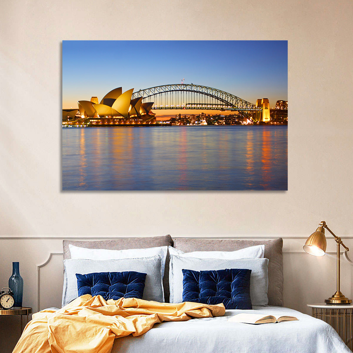 Sydney Harbour Bridge and Opera House Wall Art in a room, landscape