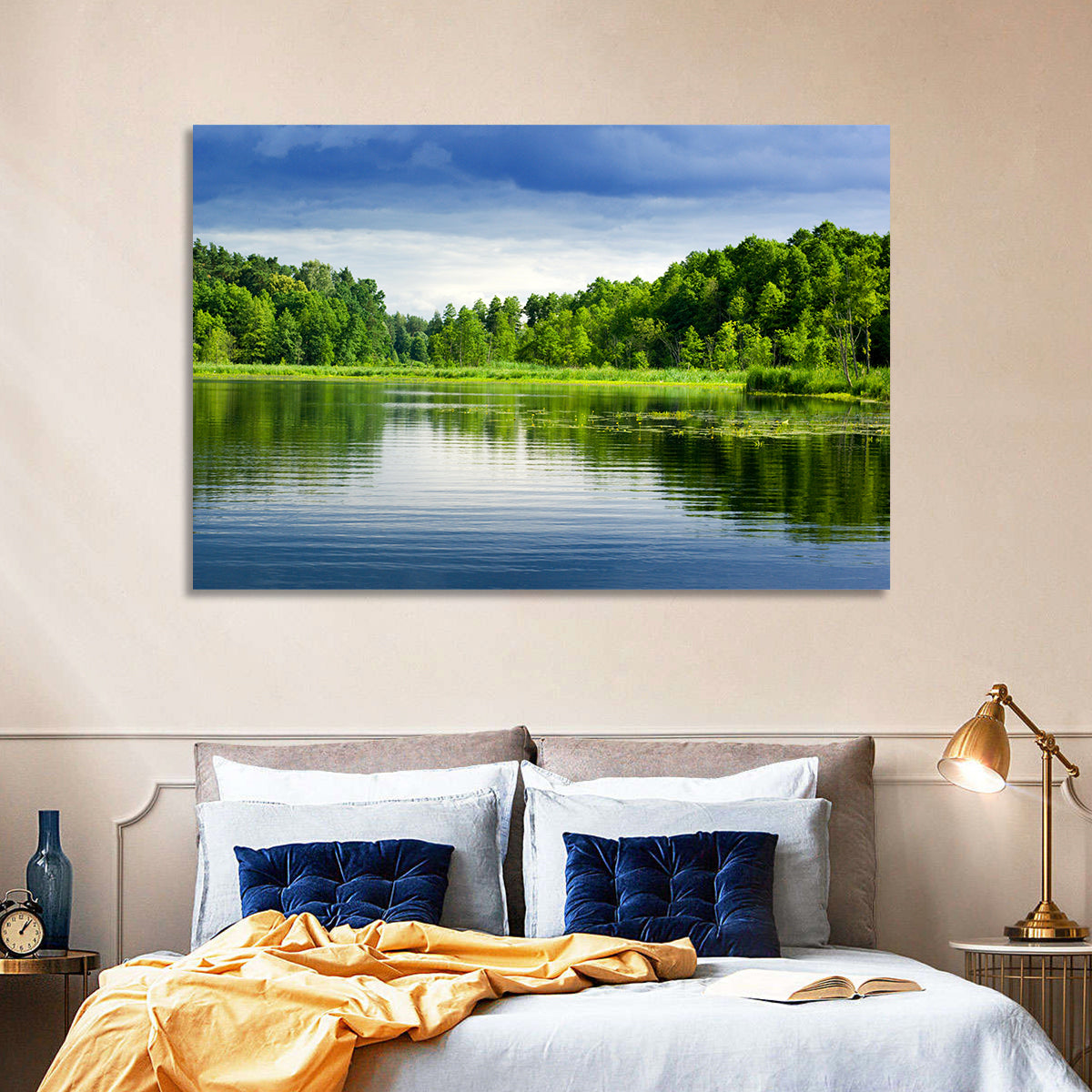 Mazury Forest Lake Wall Art in a room, landscape