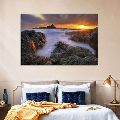 Tramore Rocky Coast Sunset Wall Art