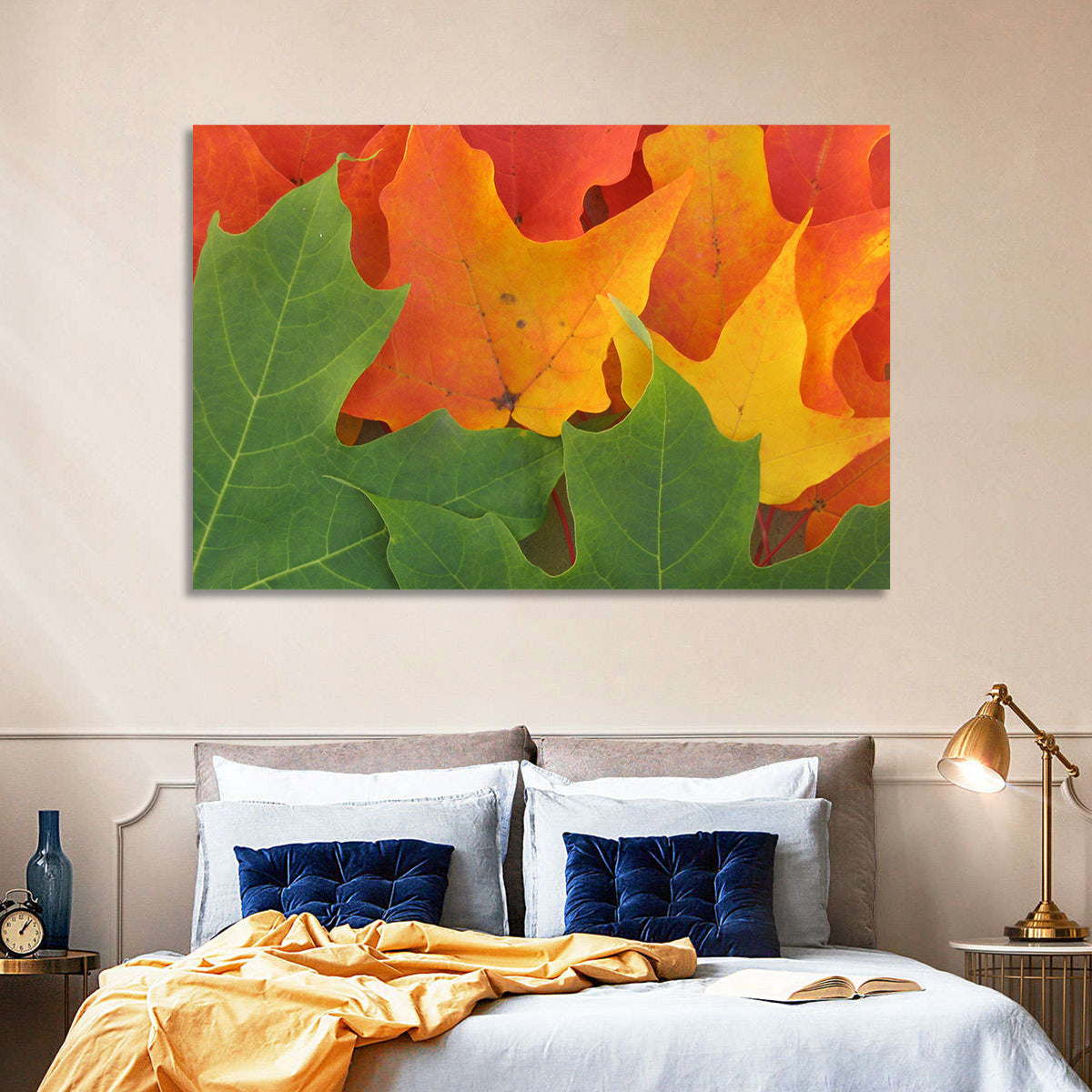 Autumn Maple Leaves Wall Art in a room, landscape