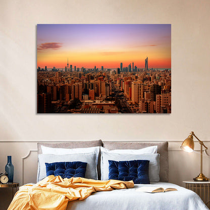Kuwait City Skyline at Dusk Wall Art