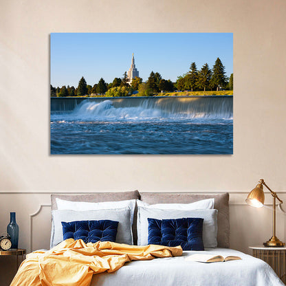 Idaho Falls Temple and Waterfall Wall Art