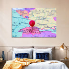Zurich Map with Red Pin Wall Art