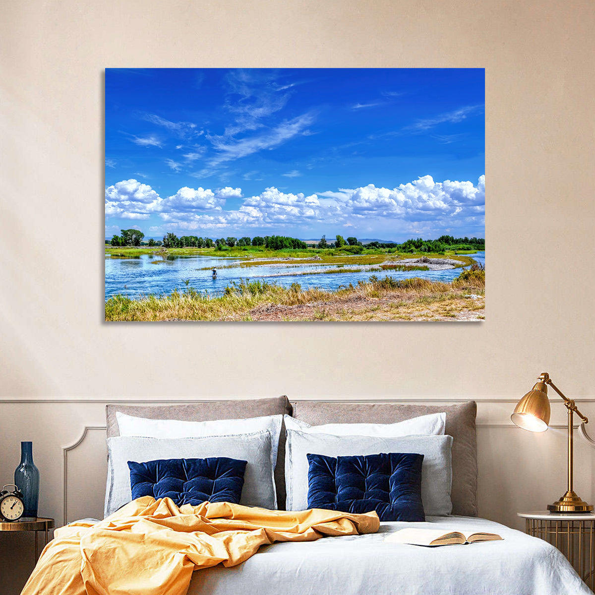 Snake River Fly Fishing, Idaho Wall Art in a room, landscape