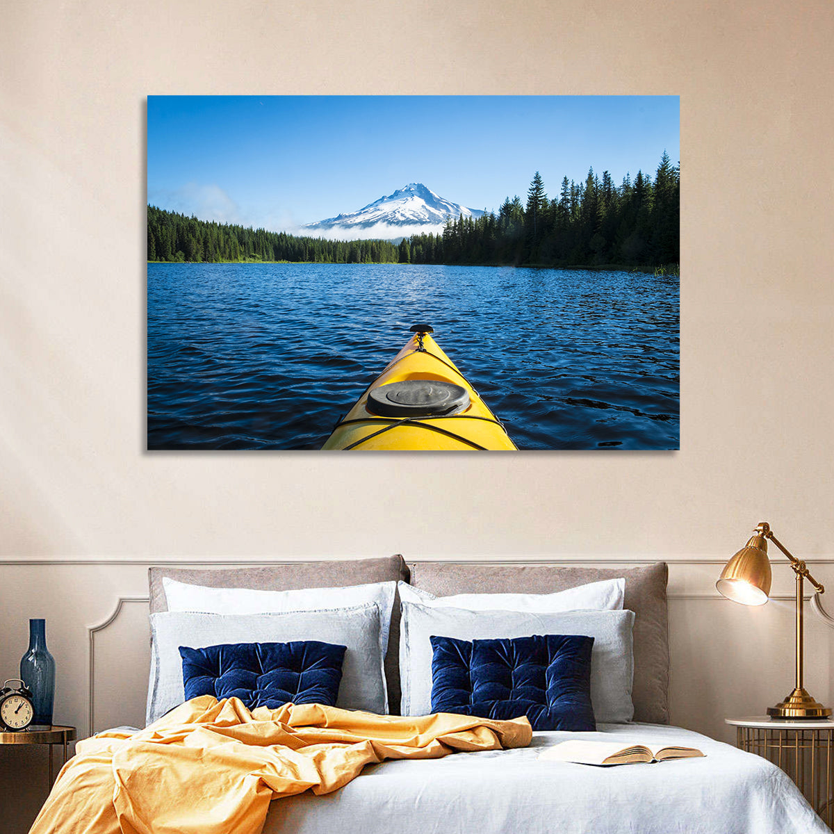Yellow Kayak at Trillium Lake Wall Art