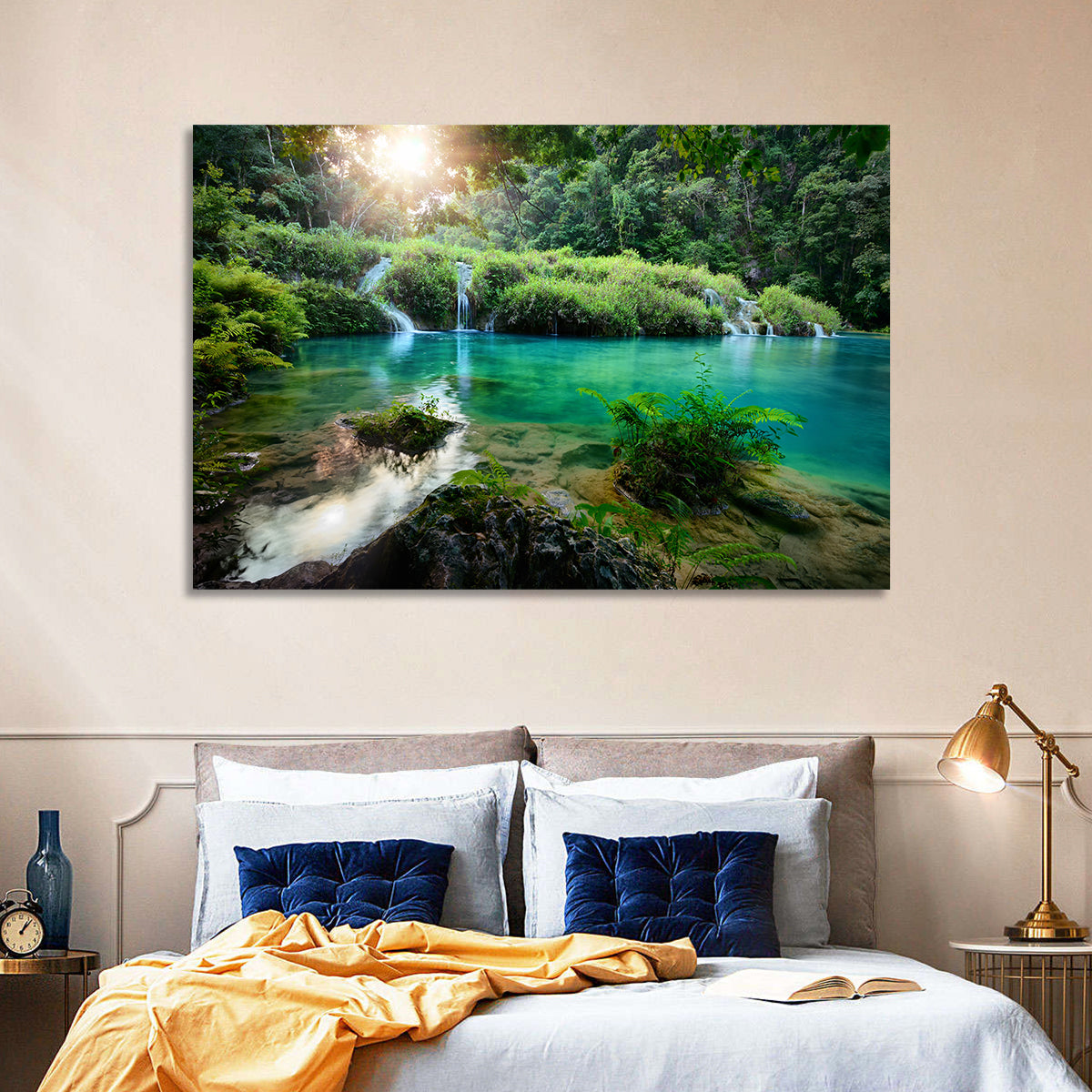 Semuc Champey Turquoise Pools Wall Art in a room, landscape