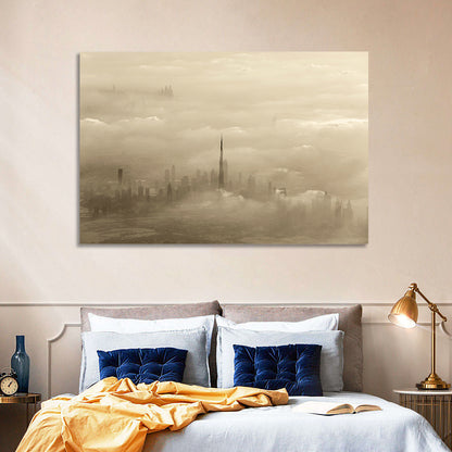 Dubai Haze Over Burj Khalifa Wall Art