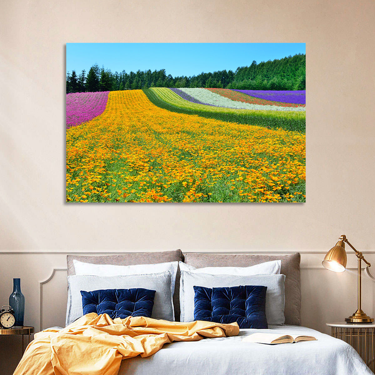 Tomita Flower Fields, Nakafurano Wall Art in a room, landscape