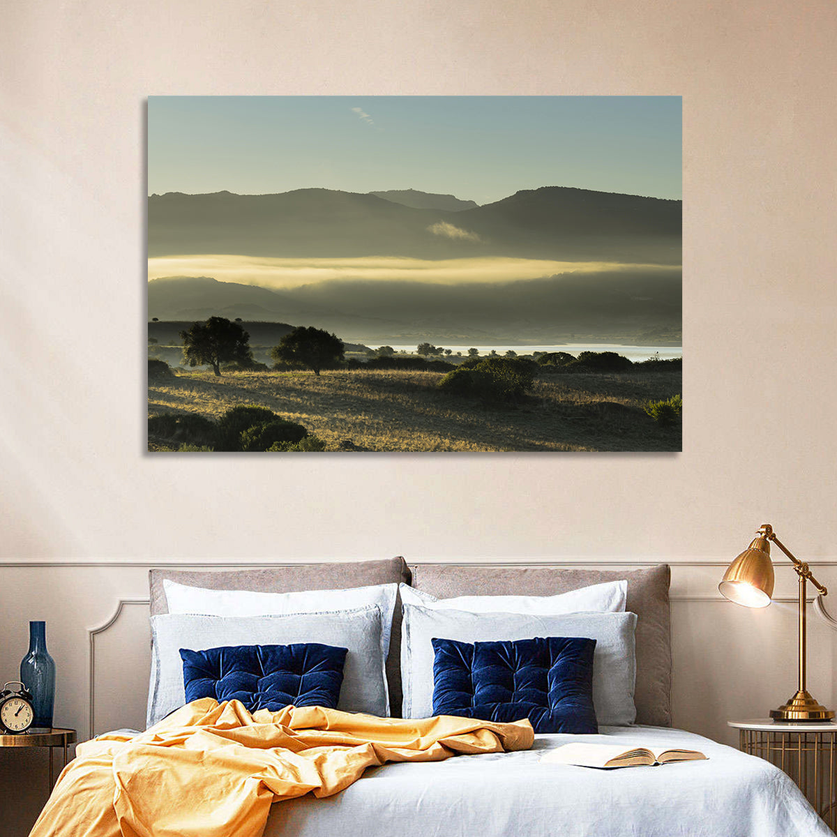 Lake Omodeo Morning Mist Wall Art