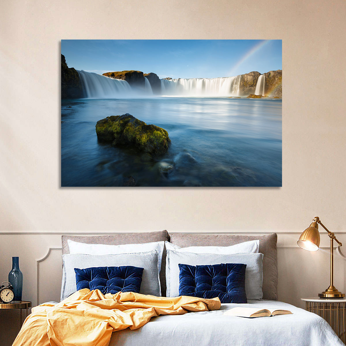 Goðafoss Waterfall, Mývatn Wall Art in a room, landscape