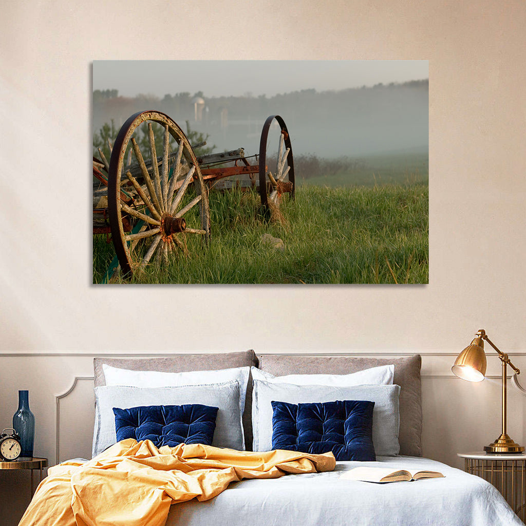 Weathered Wagon in Morning Mist Wall Art