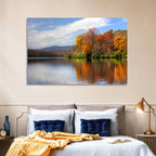 Autumn Lake with Mountain Reflection Wall Art