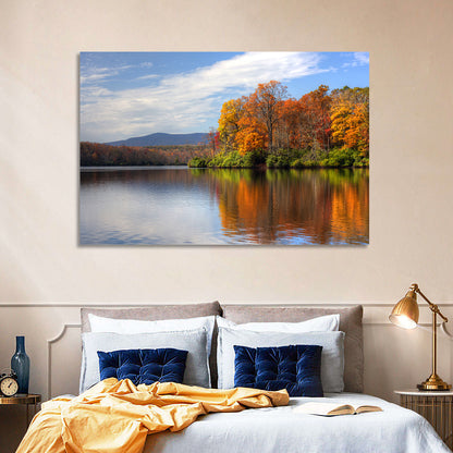 Autumn Lake with Mountain Reflection Wall Art