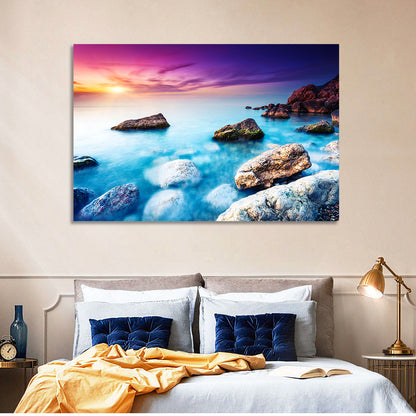 Rocky Beach Sunset Wall Art