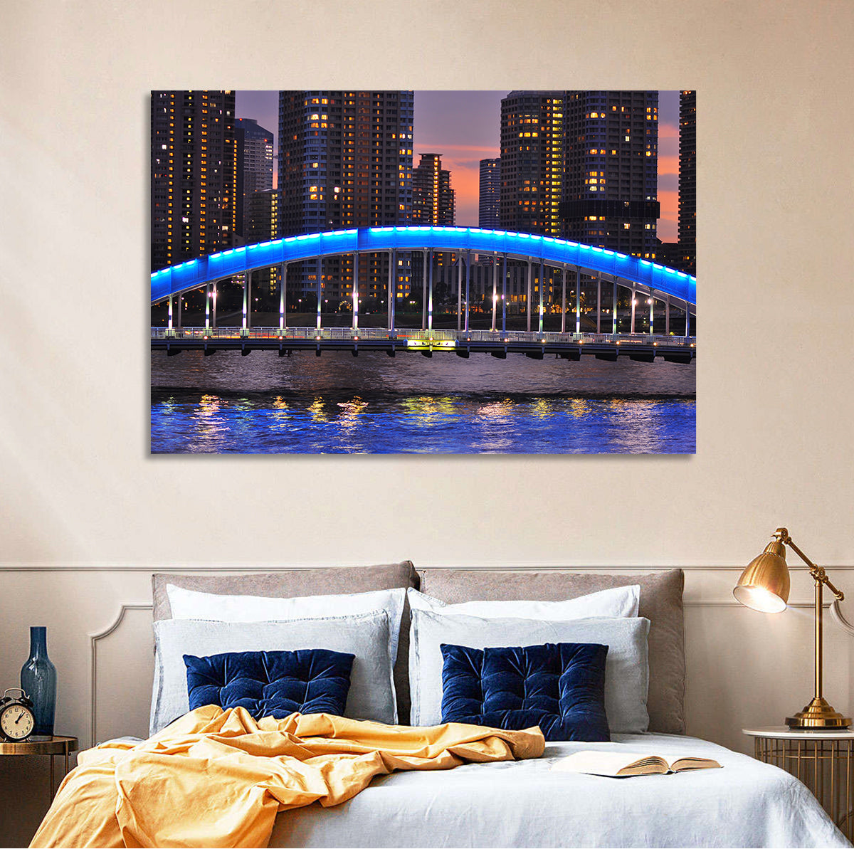 Eitai Bashi Bridge Wall Art in a room, landscape