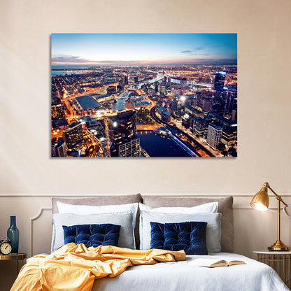Melbourne Twilight Skyline Wall Art