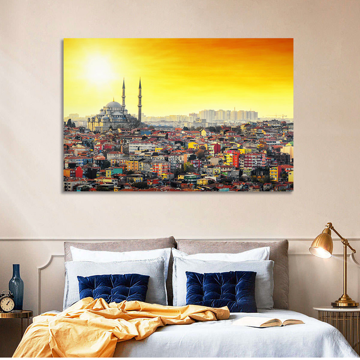 Fatih Mosque at Sunset Wall Art in a room, landscape