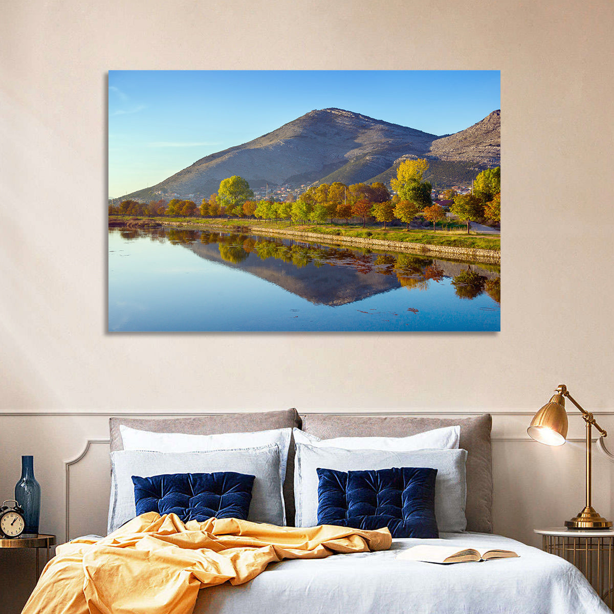 Trebišnjica River Reflection, Trebinje Wall Art in a room, landscape