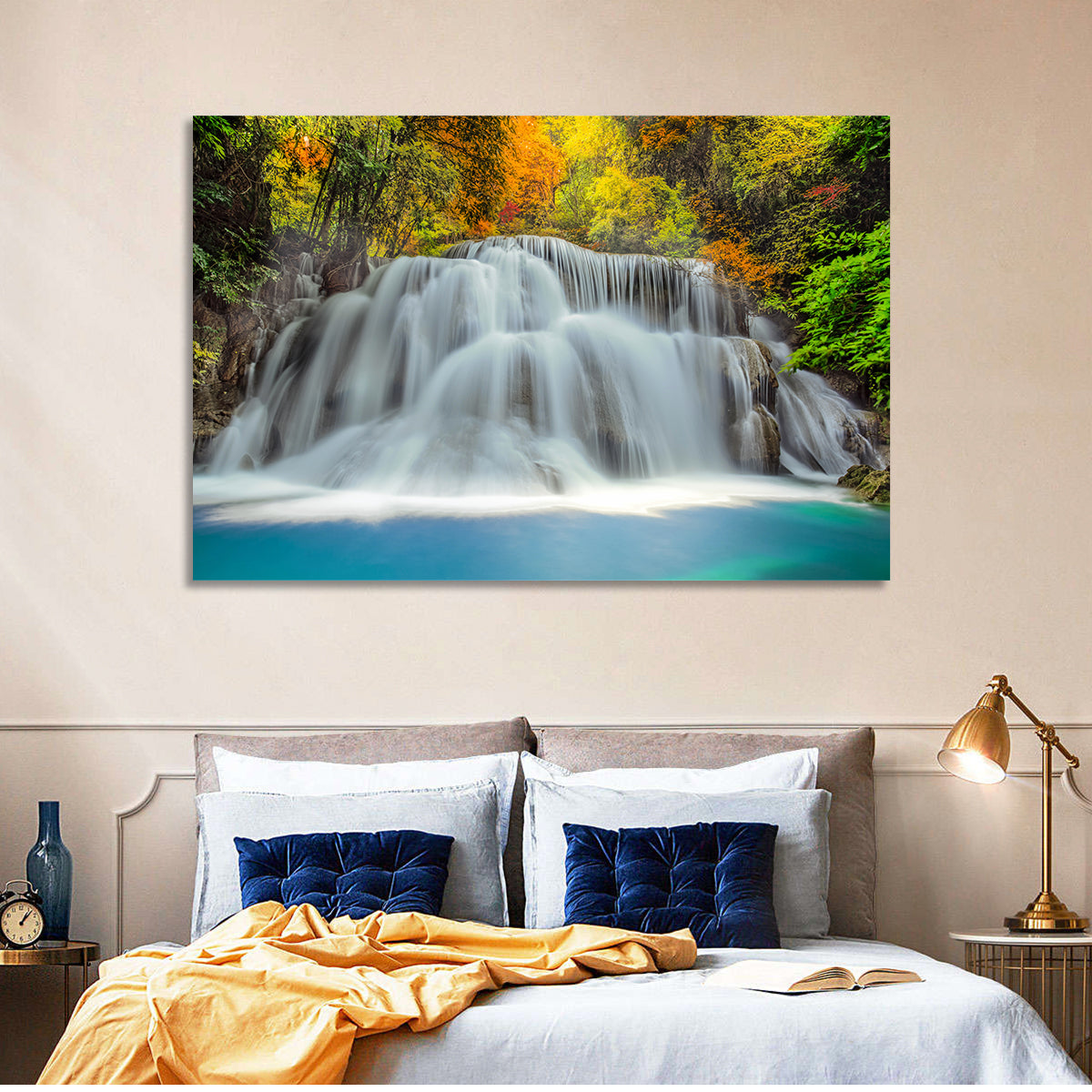 Erawan Falls Cascade Wall Art in a room, landscape