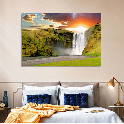 Skógafoss at Sunset Wall Art