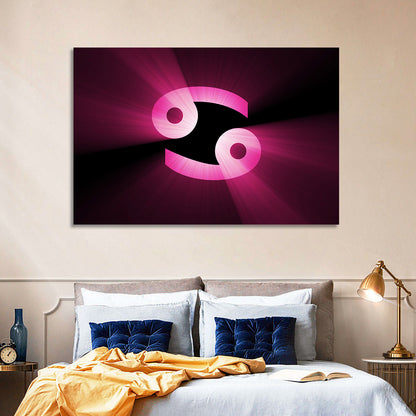 Glowing Pink Cancer Symbol Wall Art