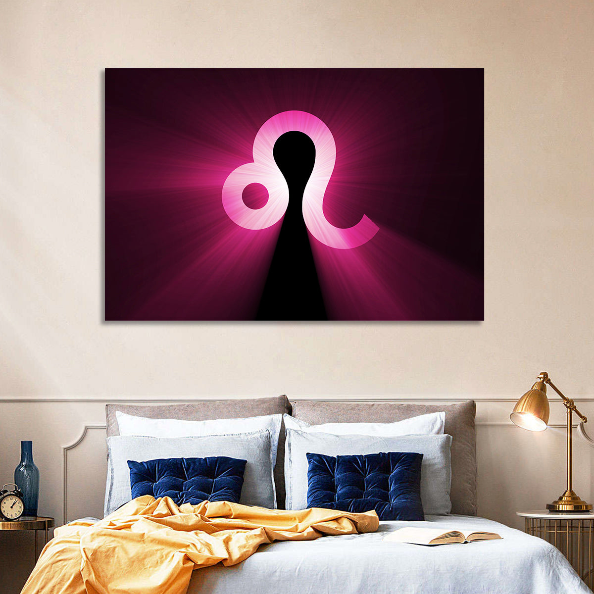 Glowing Magenta Leo Symbol Wall Art