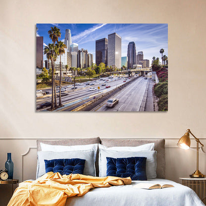 Los Angeles Freeway to Downtown Skyline Wall Art