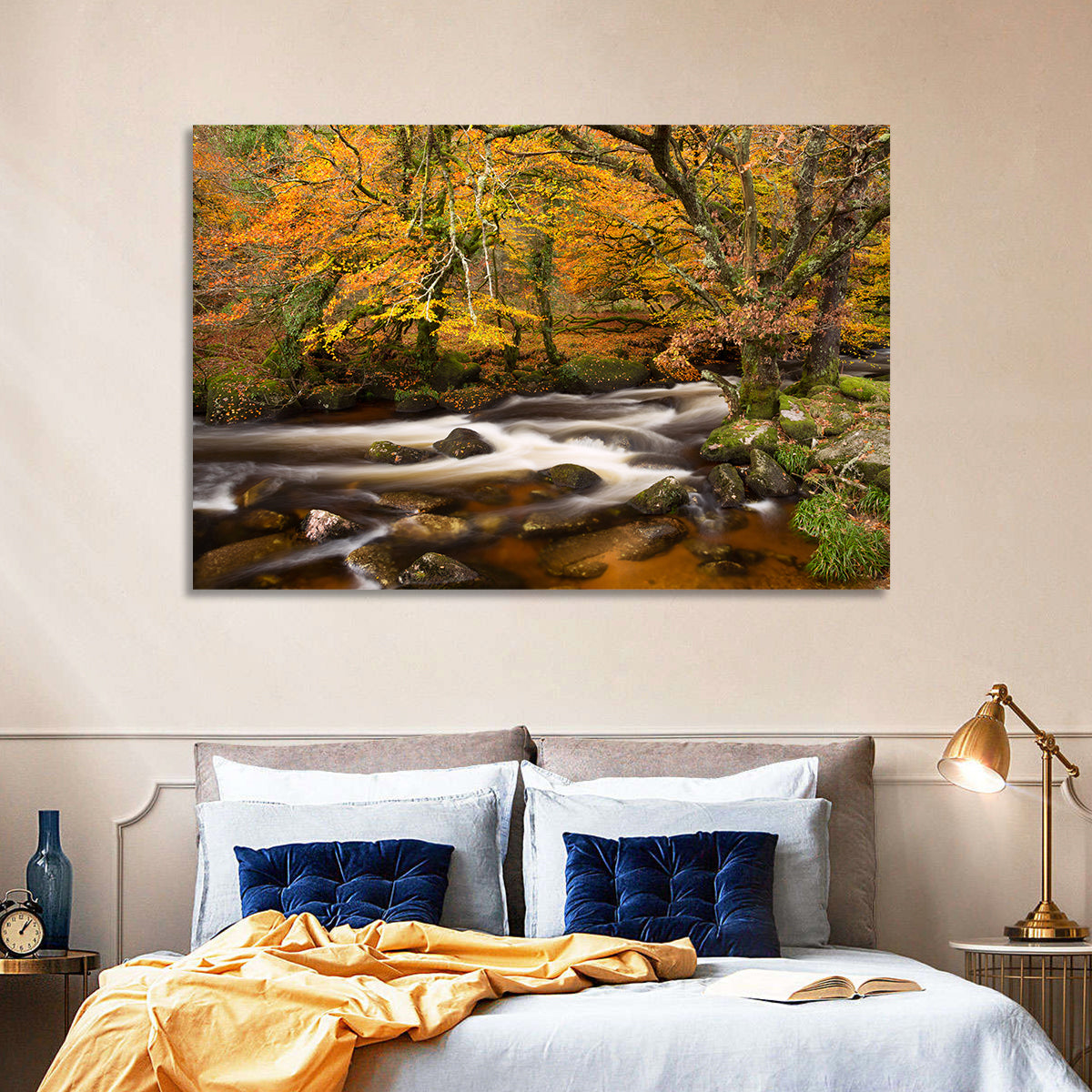 Dartmoor Autumn River in Golden Forest Wall Art