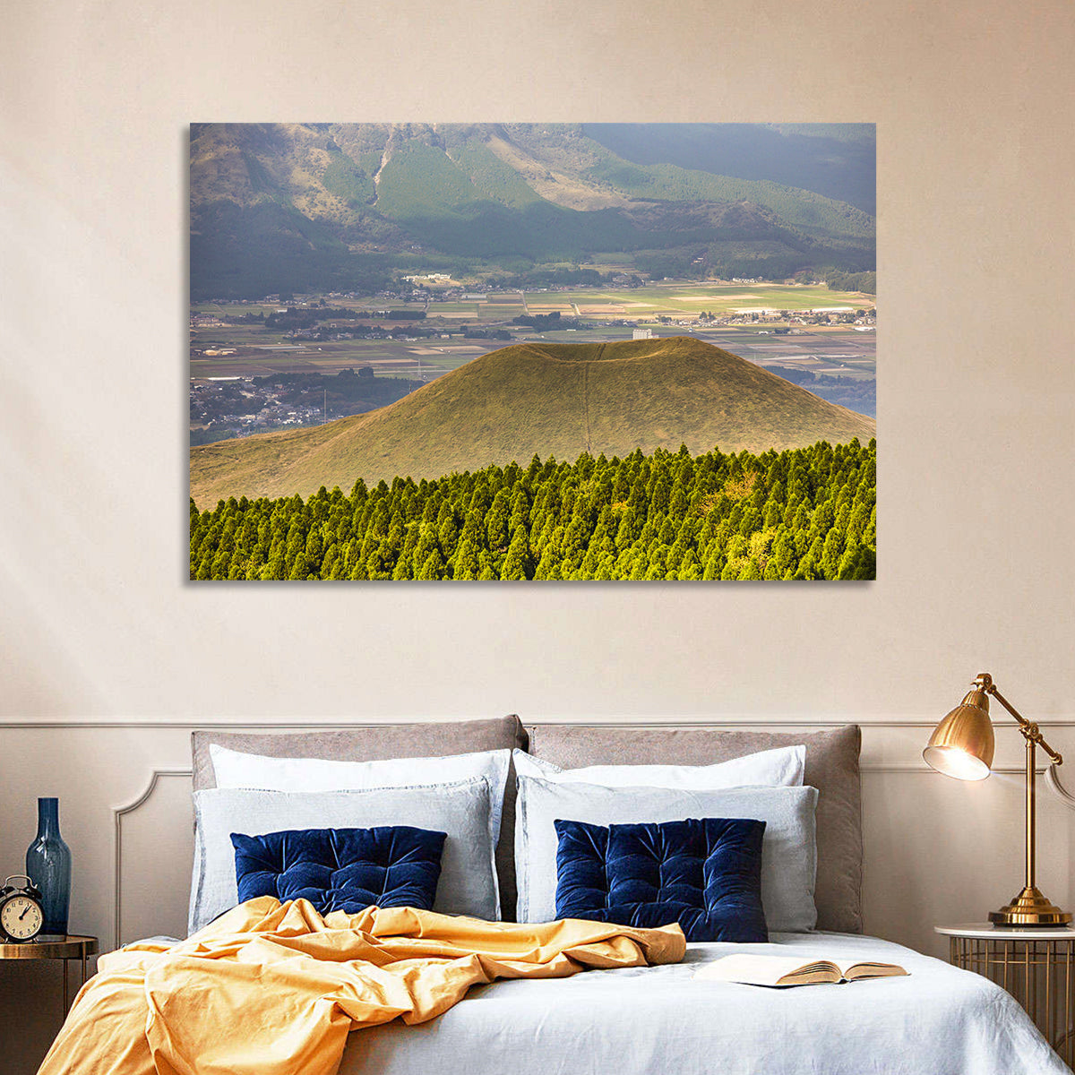 Mount Aso Komezuka Crater Wall Art in a room, landscape