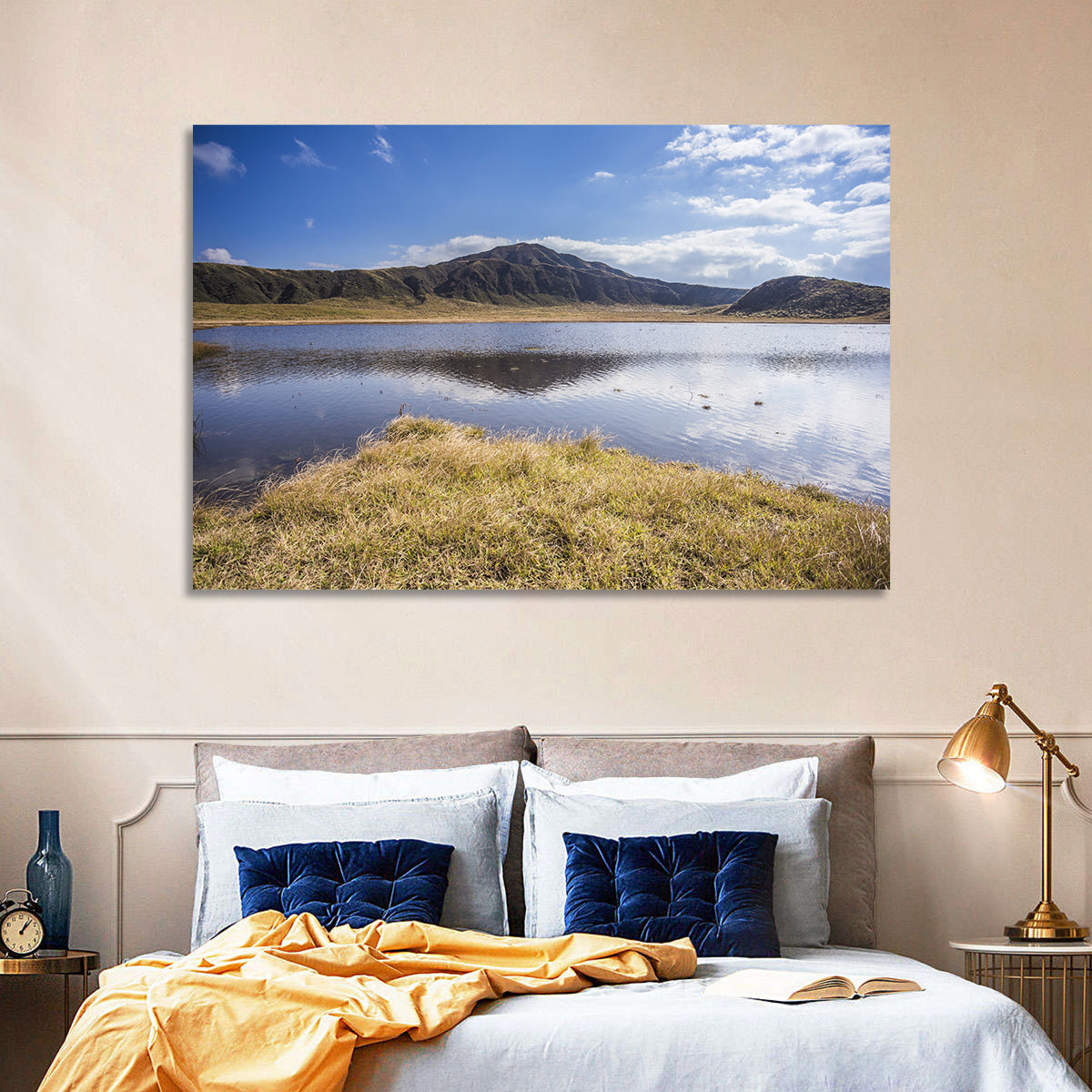 Mount Aso Lake Reflection Wall Art