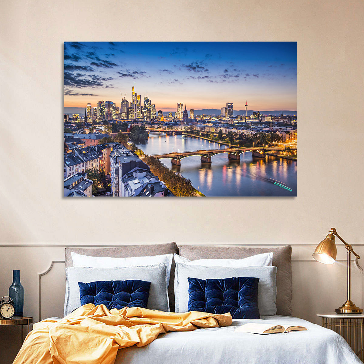 Frankfurt Twilight Skyline Wall Art