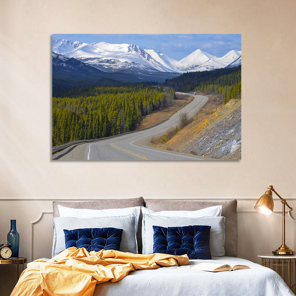 Alaska Highway Winding Road and Rv Wall Art in a room, landscape