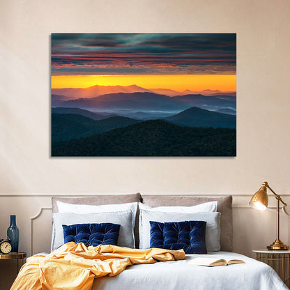 Misty Blue Ridge Sunrise North Carolina Wall Art