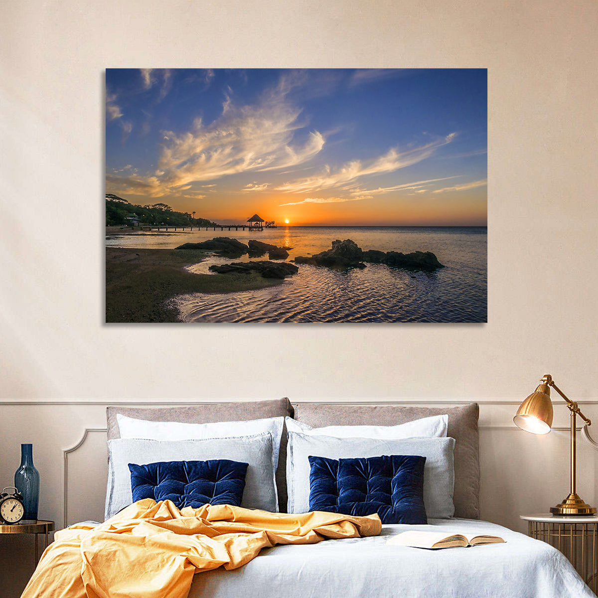 Roatan Pier Sunset Wall Art