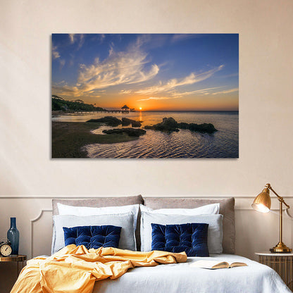 Roatan Pier Sunset Wall Art