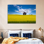 Red Barn in Golden Wheat Field Wall Art