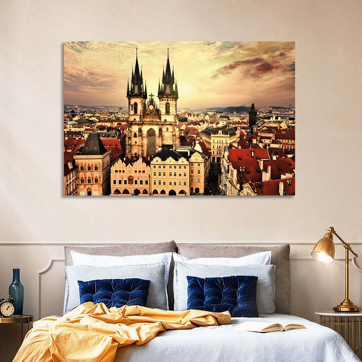 Prague Old Town Skyline at Golden Hour Wall Art